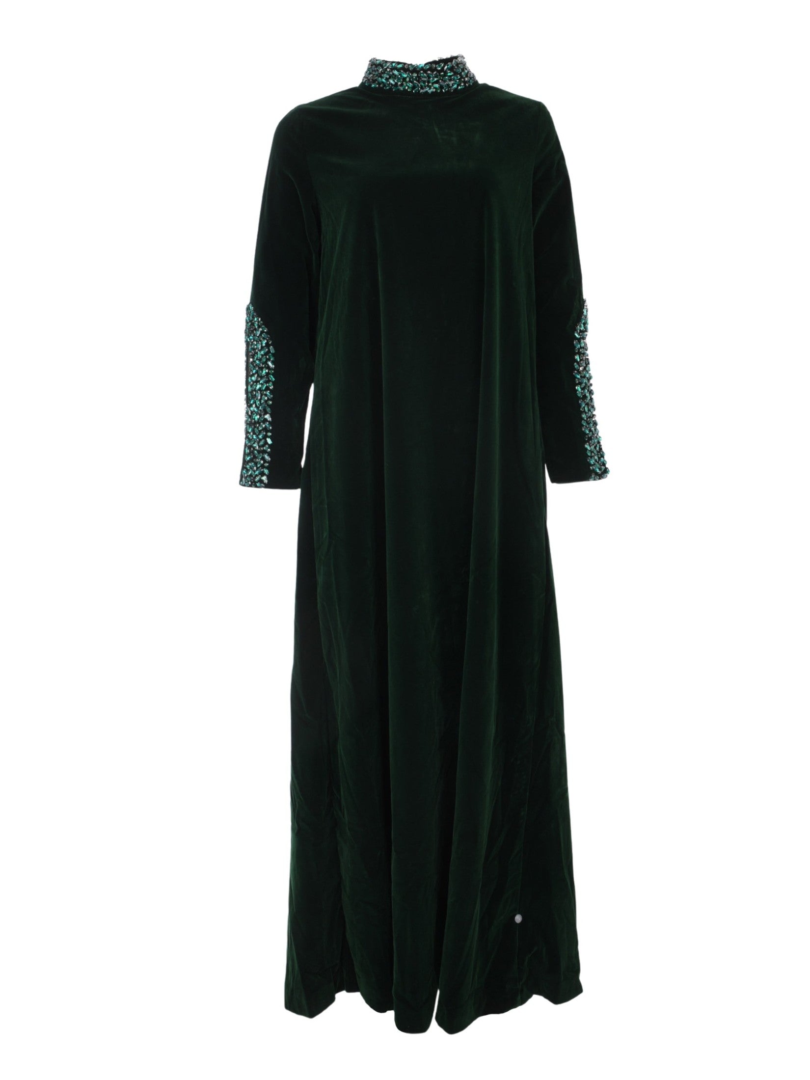 Green crystal velvet dress