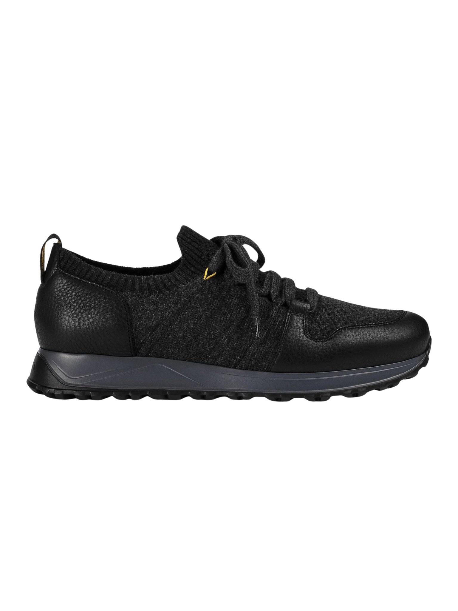 Wool-panelled leather sneakers