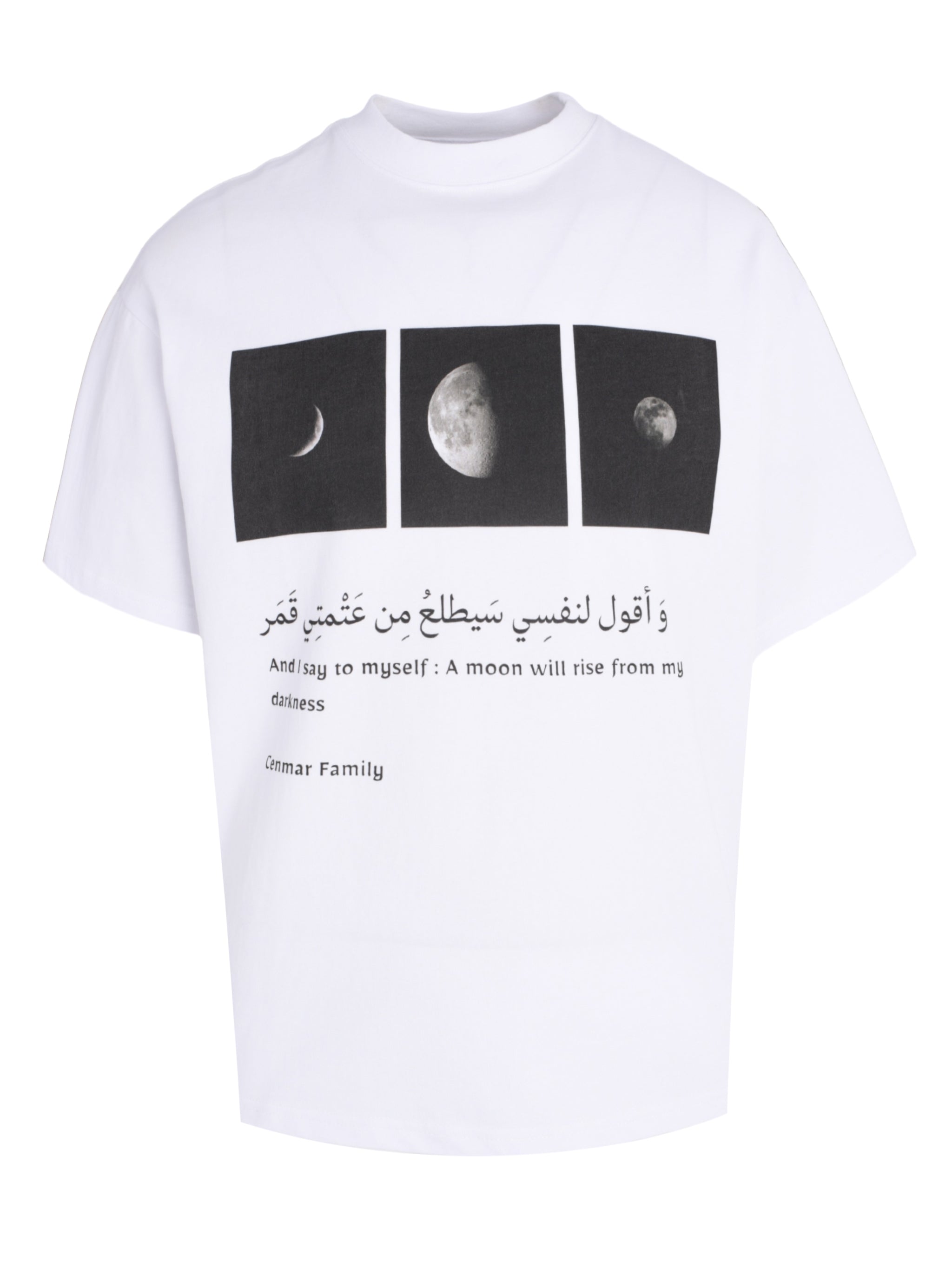 CENMAR OFF WHITE T-SHIRT WITH A FRONT MOON PRINT