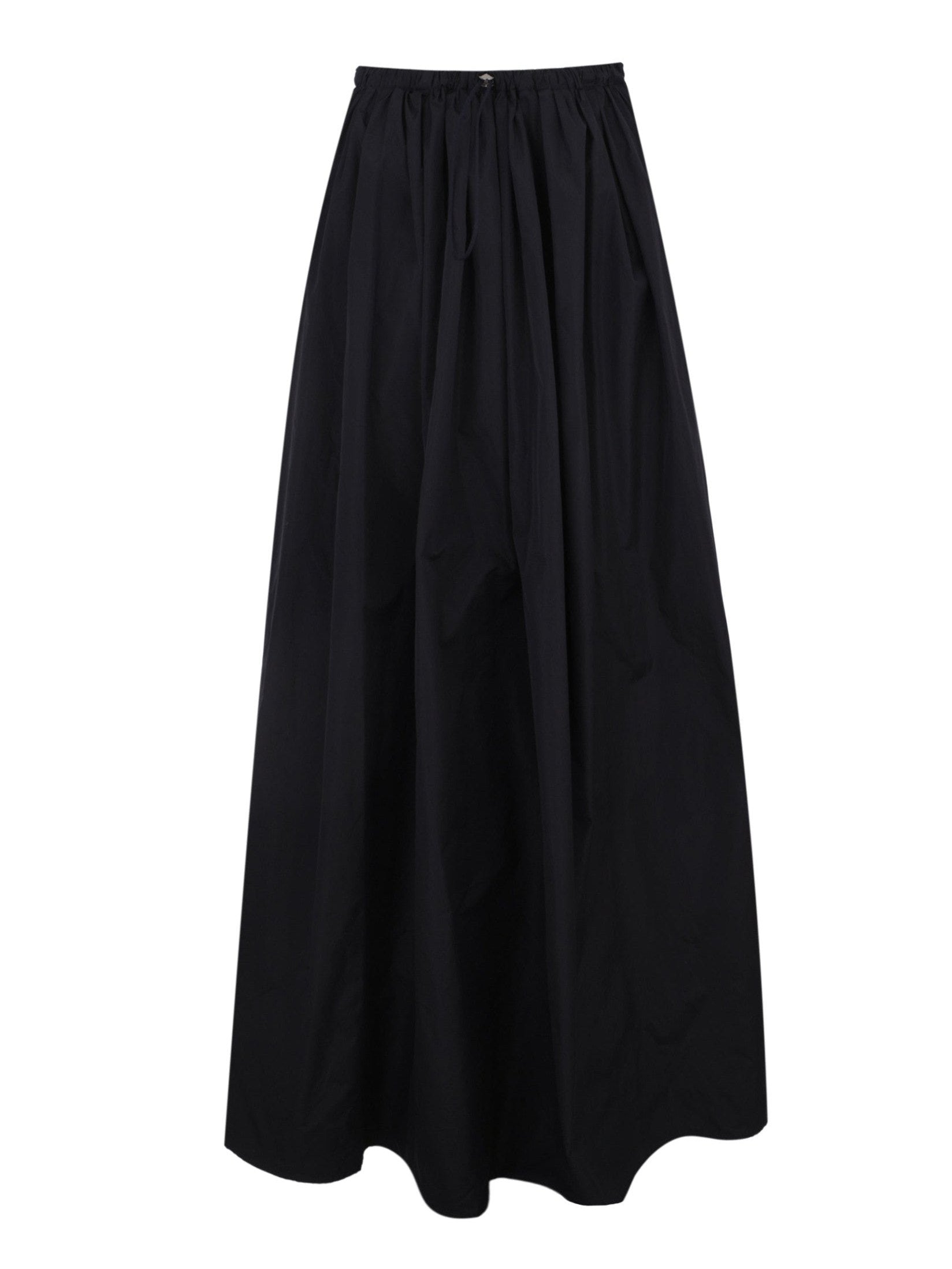 Technical taffeta long wide skirt