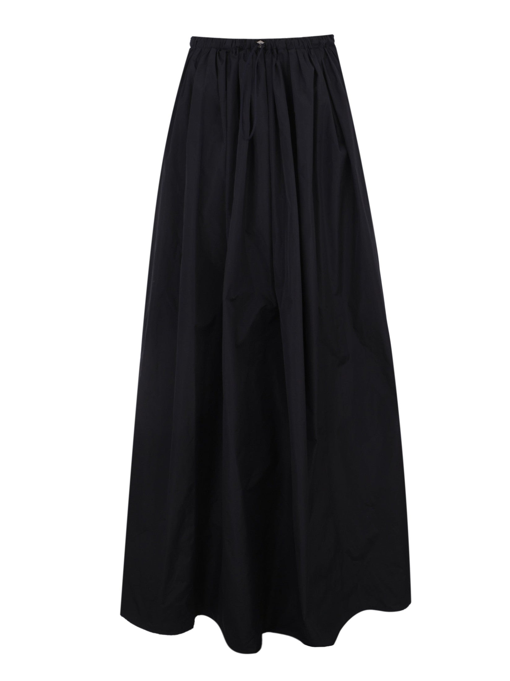Technical taffeta long wide skirt