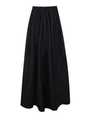 Technical taffeta long wide skirt