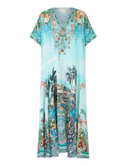 V neck kaftan with drop waist