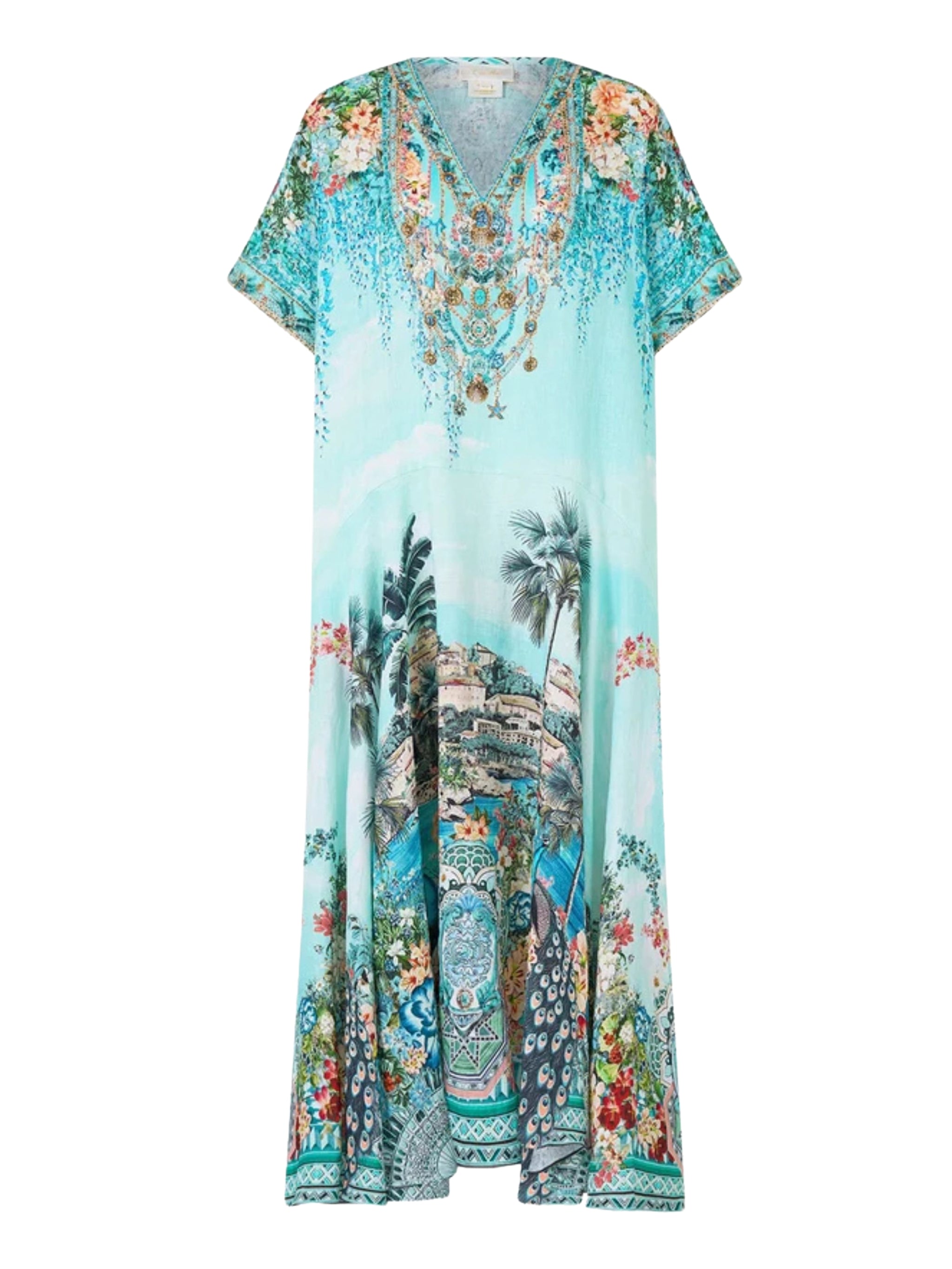 V neck kaftan with drop waist