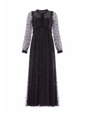 DAPPLED SEQUIN LONG SLEEVE ANKLE GOWN