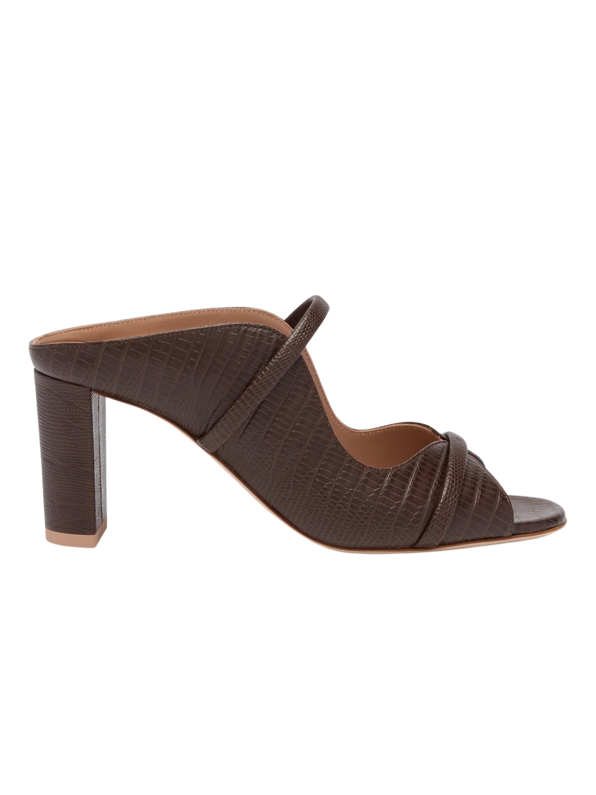 Norah 70 dark brown embossed leather sandals