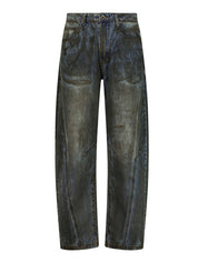 Dirty washed diagonal denim