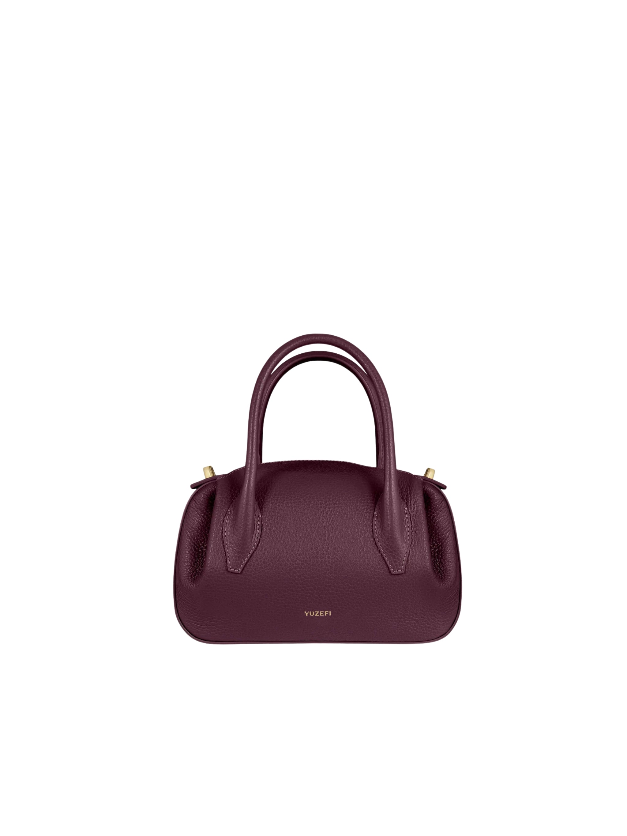 OYSTER MINI DUFFLE WINE PEBBLE GRAINED LEATHER