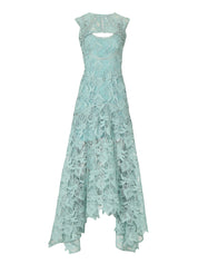 Guipure lace handkrchief dress keyhole neck
