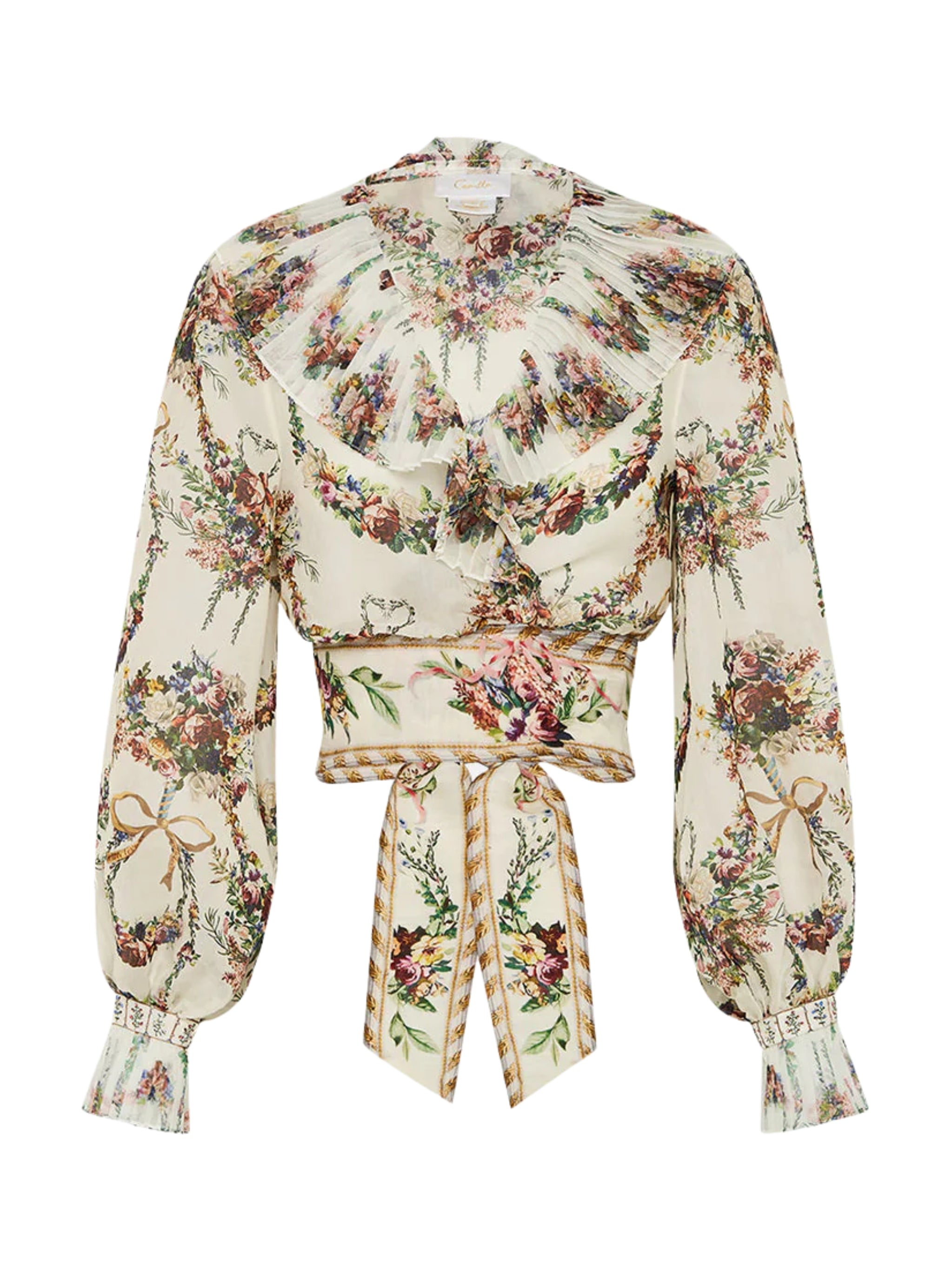 CROPPED WRAP TOP WITH PLEATED DETAIL