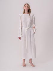 White Linen Dress with Buttons