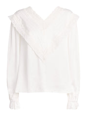 Cream viscose lace top