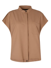 Tech wool sleeveless bomber with patch pockets