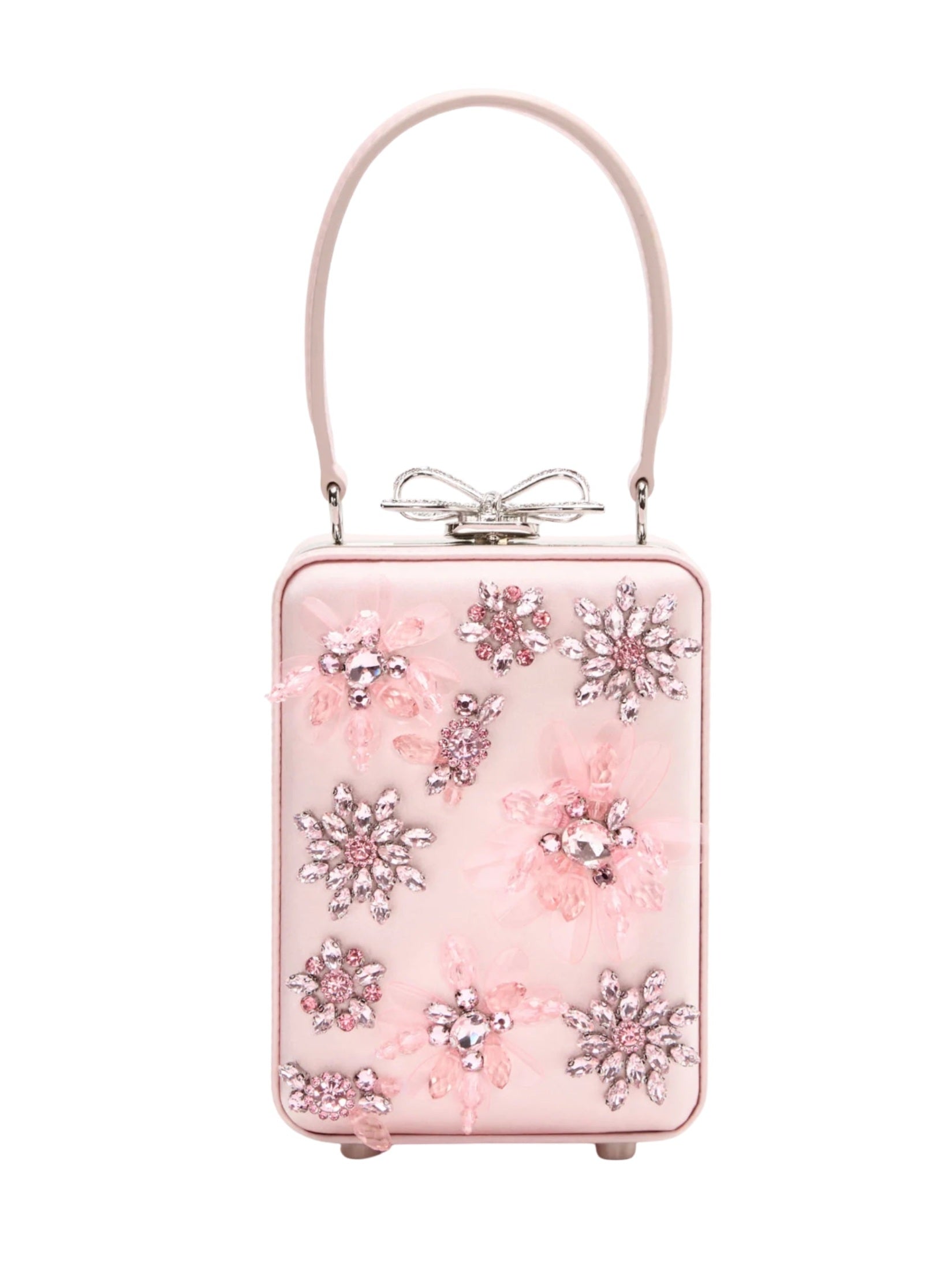 Pink satin floral beaded micro bag