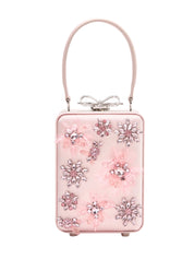 Pink Satin Floral Beaded Micro Bag