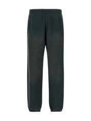 JOURNEY UNISEX WIDE JOGGING RAW CUT HEM DYED COTTON FLEECE BLEACHING EFFECT WITH EMBROIDERY