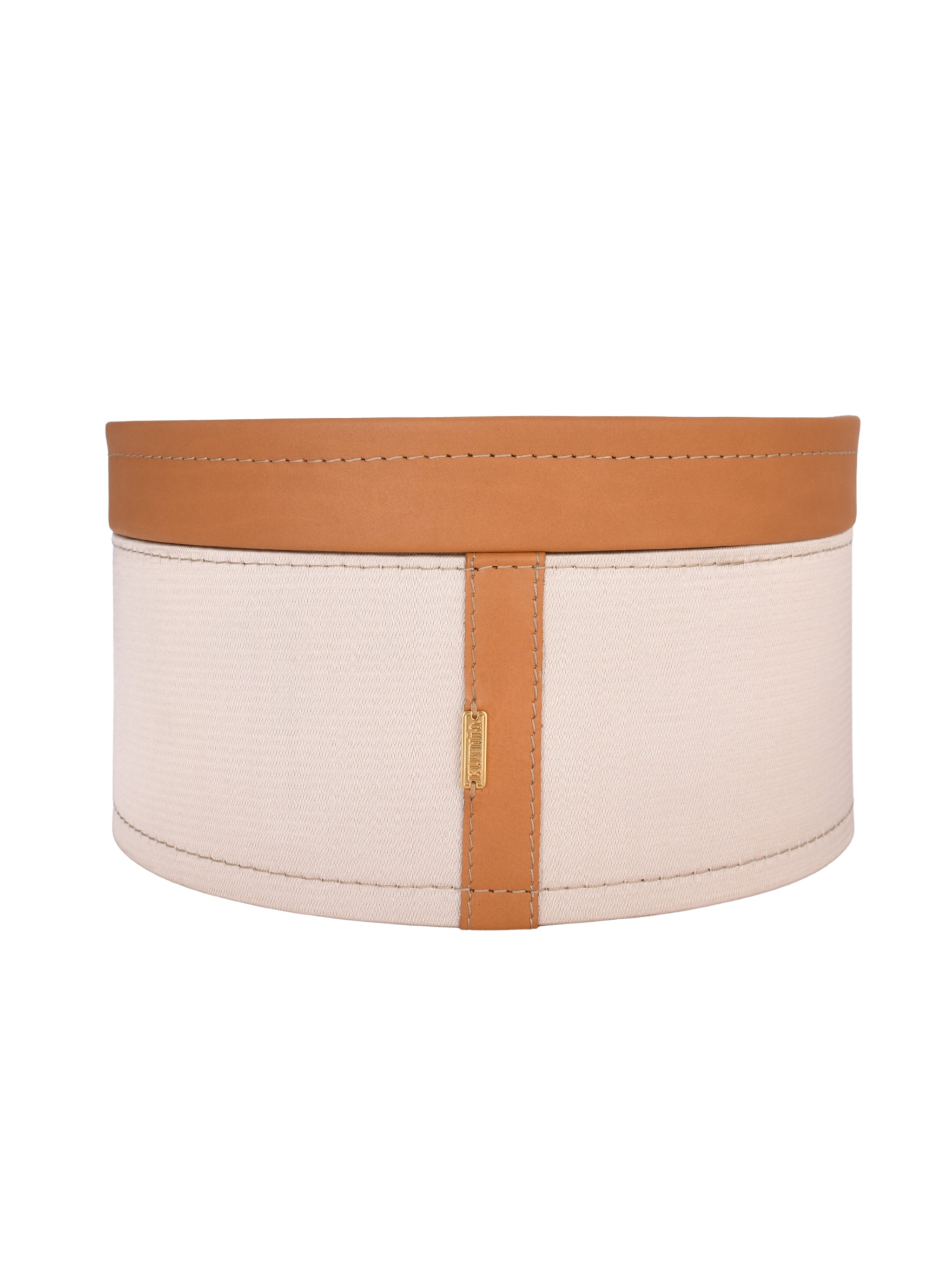 Modern,kutnu & leather small round treasure box