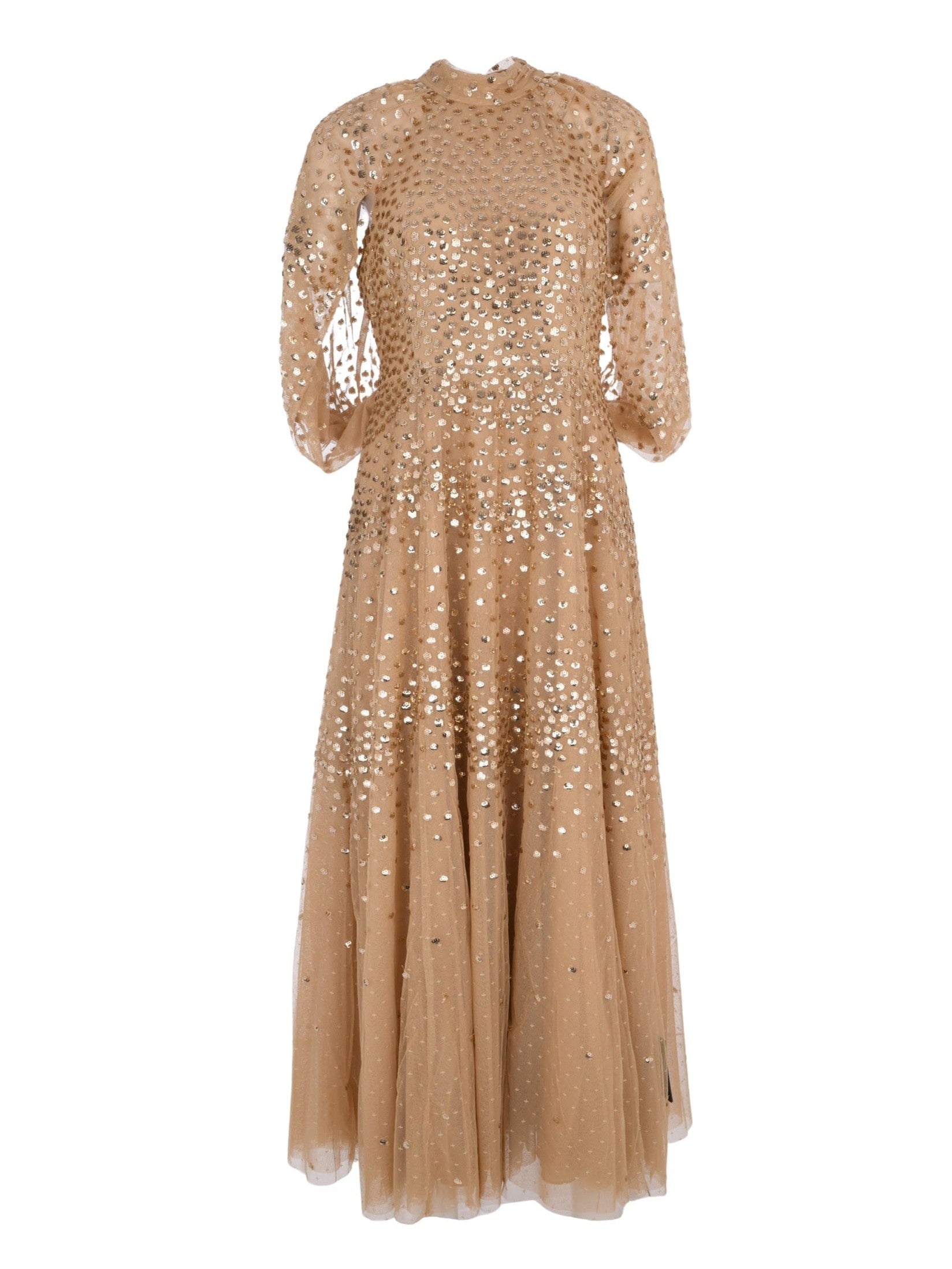 Scallop sequin cape ankle gown