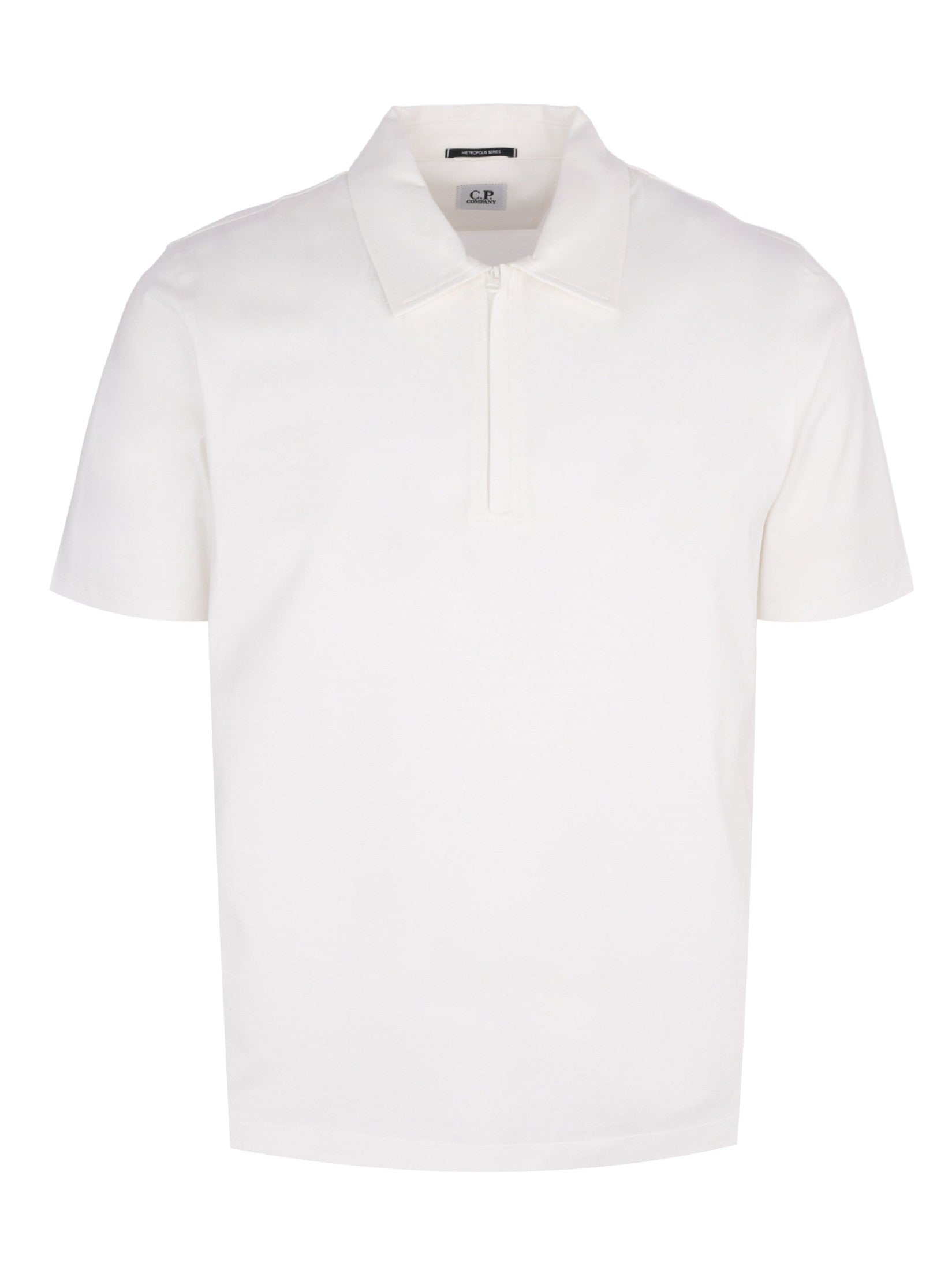 Metropolis series mercerized jersey short sleeve half zip polo