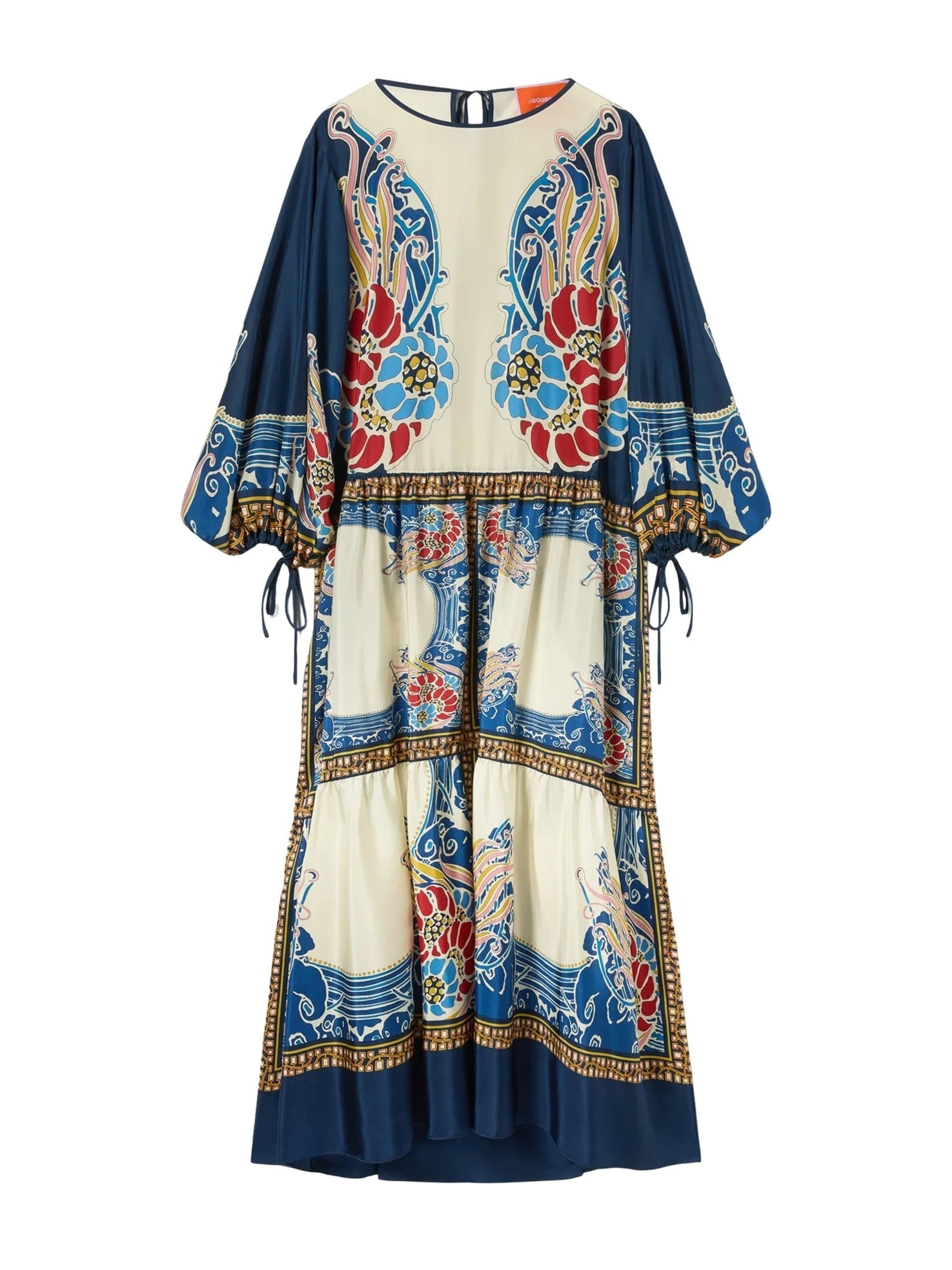 Vesta dress lemuria placée blue in silk voile