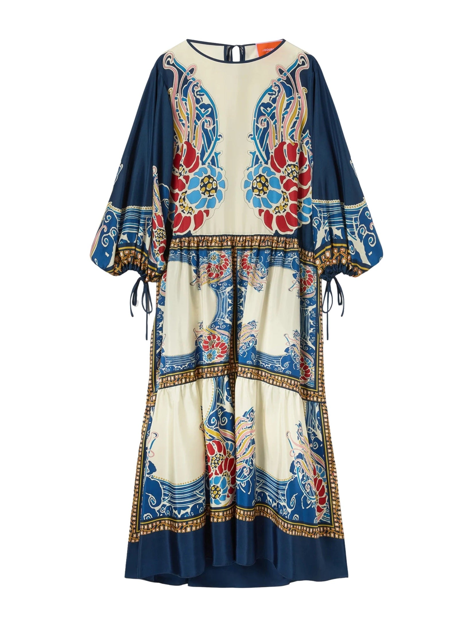 Vesta dress lemuria placée blue in silk voile
