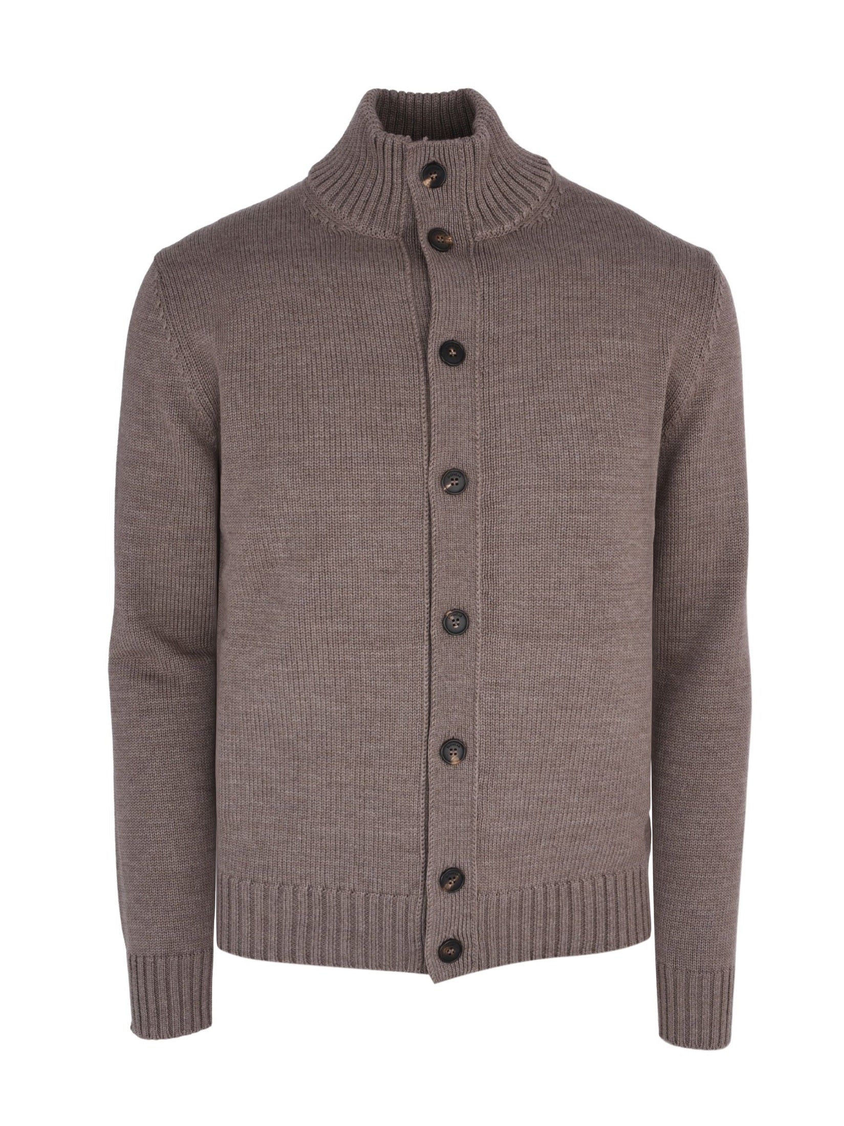 Long sleeve turtle neck men's knitted cardigan