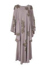 Hand embroiderd flowers -long sleeve dress-kaftan cut dress