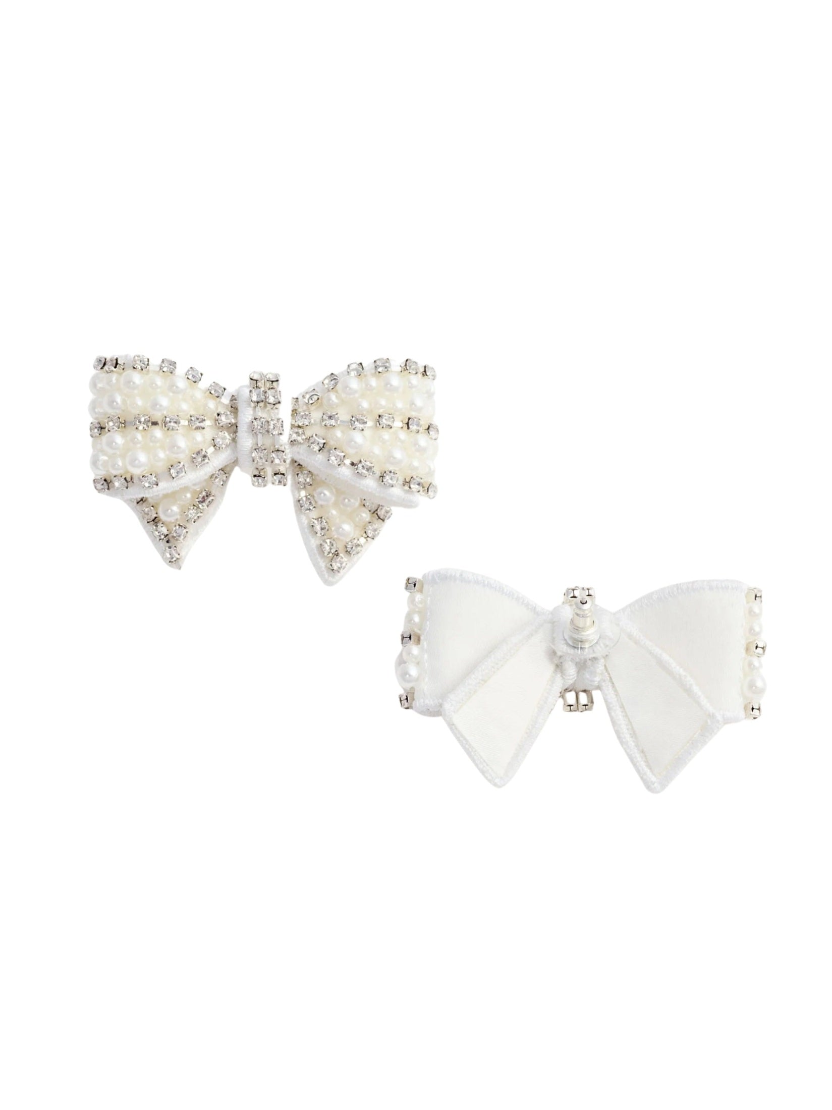 Pearl satin bow earrings