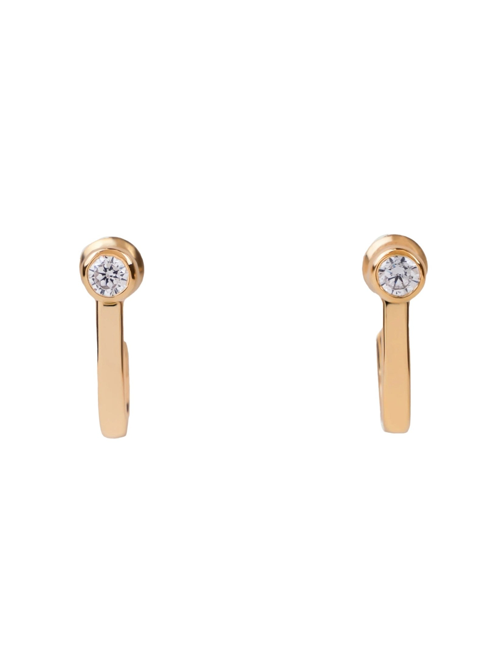 J earrings in sterling silver & 18k gold vermeil and white cz