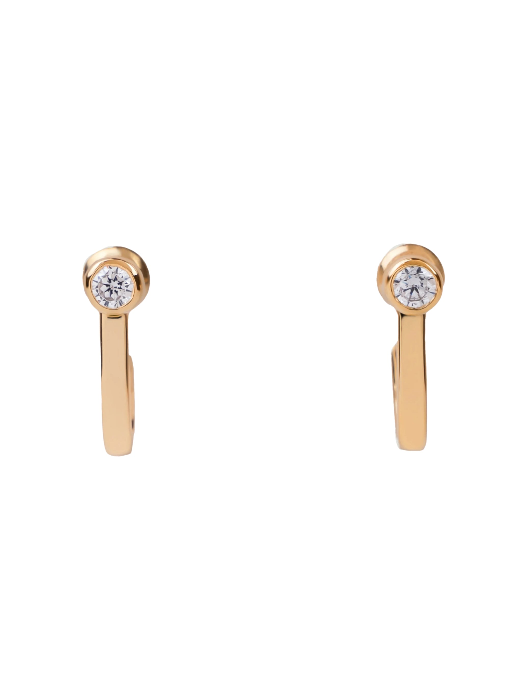 J earrings in sterling silver & 18k gold vermeil and white cz