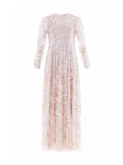 ROSANNA LATTICE ROUND NECK GOWN