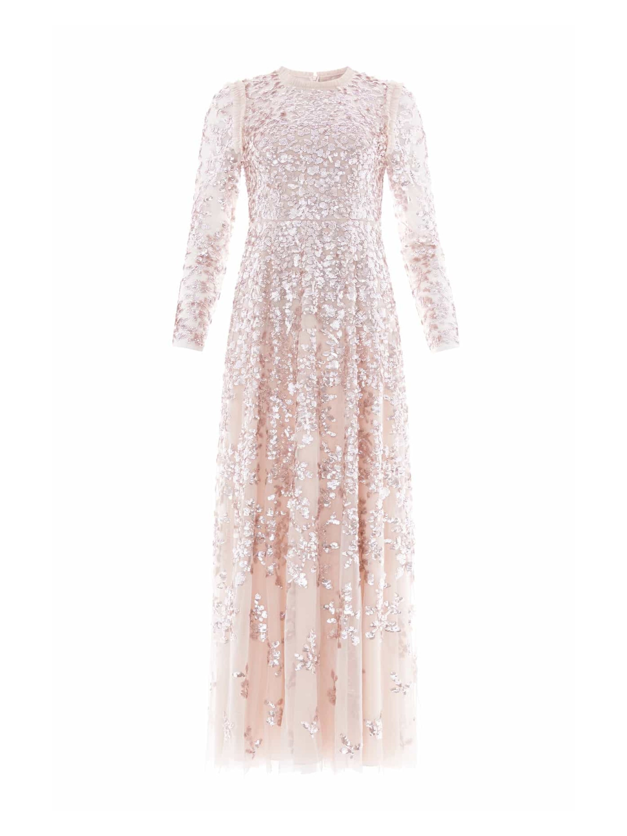 ROSANNA LATTICE ROUND NECK GOWN