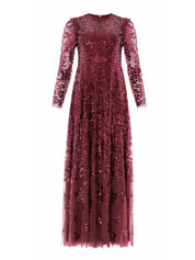 ROSANNA LATTICE ROUND NECK GOWN