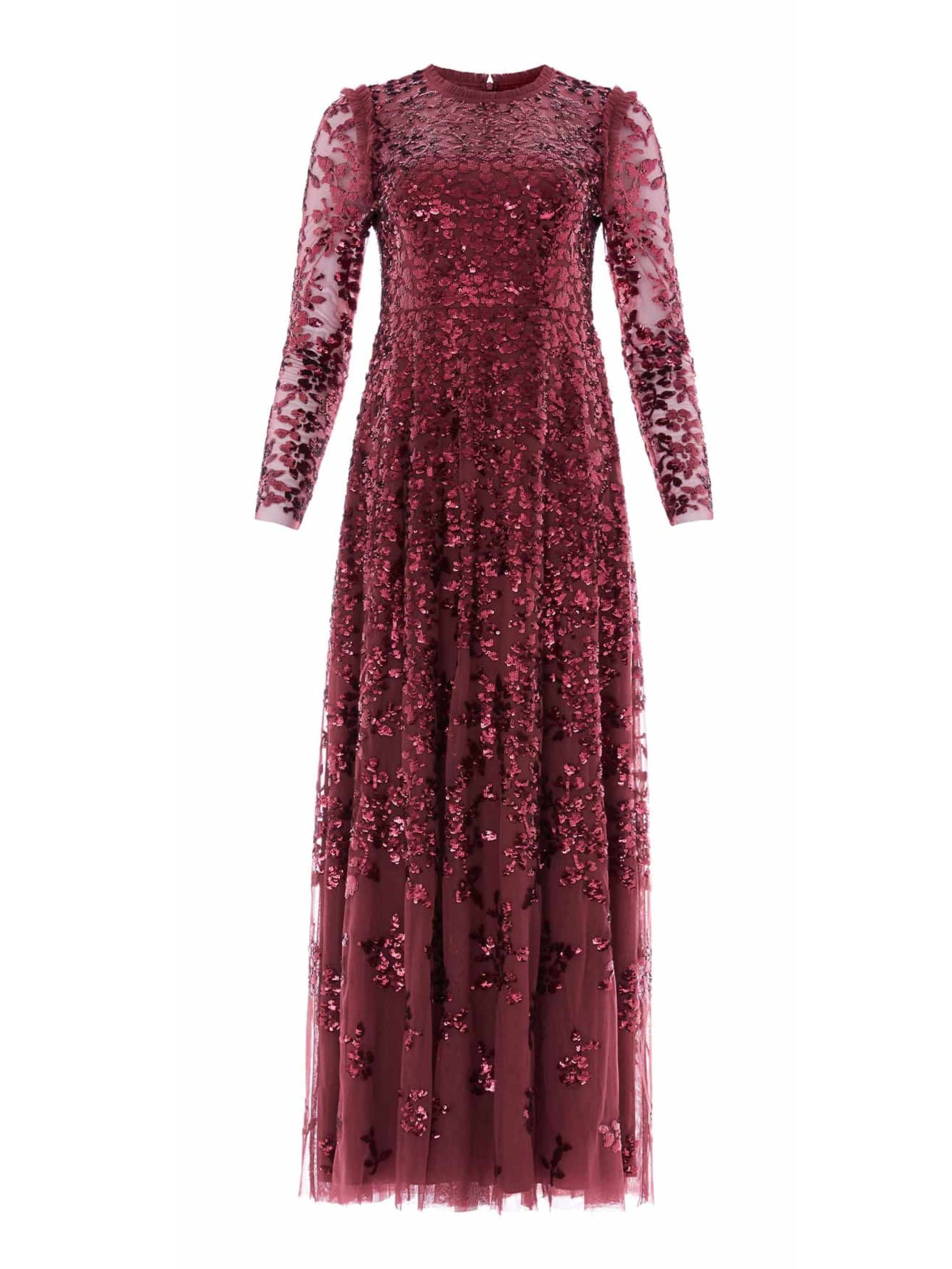 ROSANNA LATTICE ROUND NECK GOWN