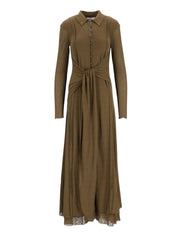 Marl mesh long sleeve maxi tie dress