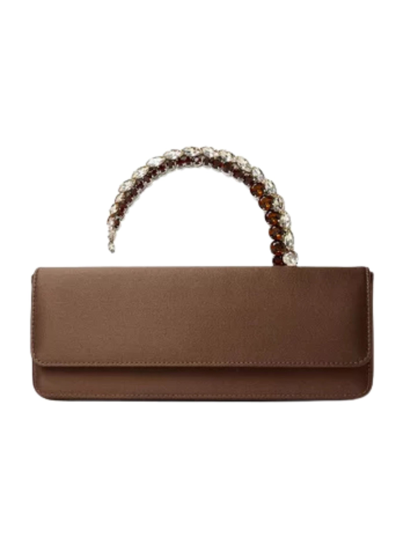 Malika stone-encrusted hotfix baguette clutch