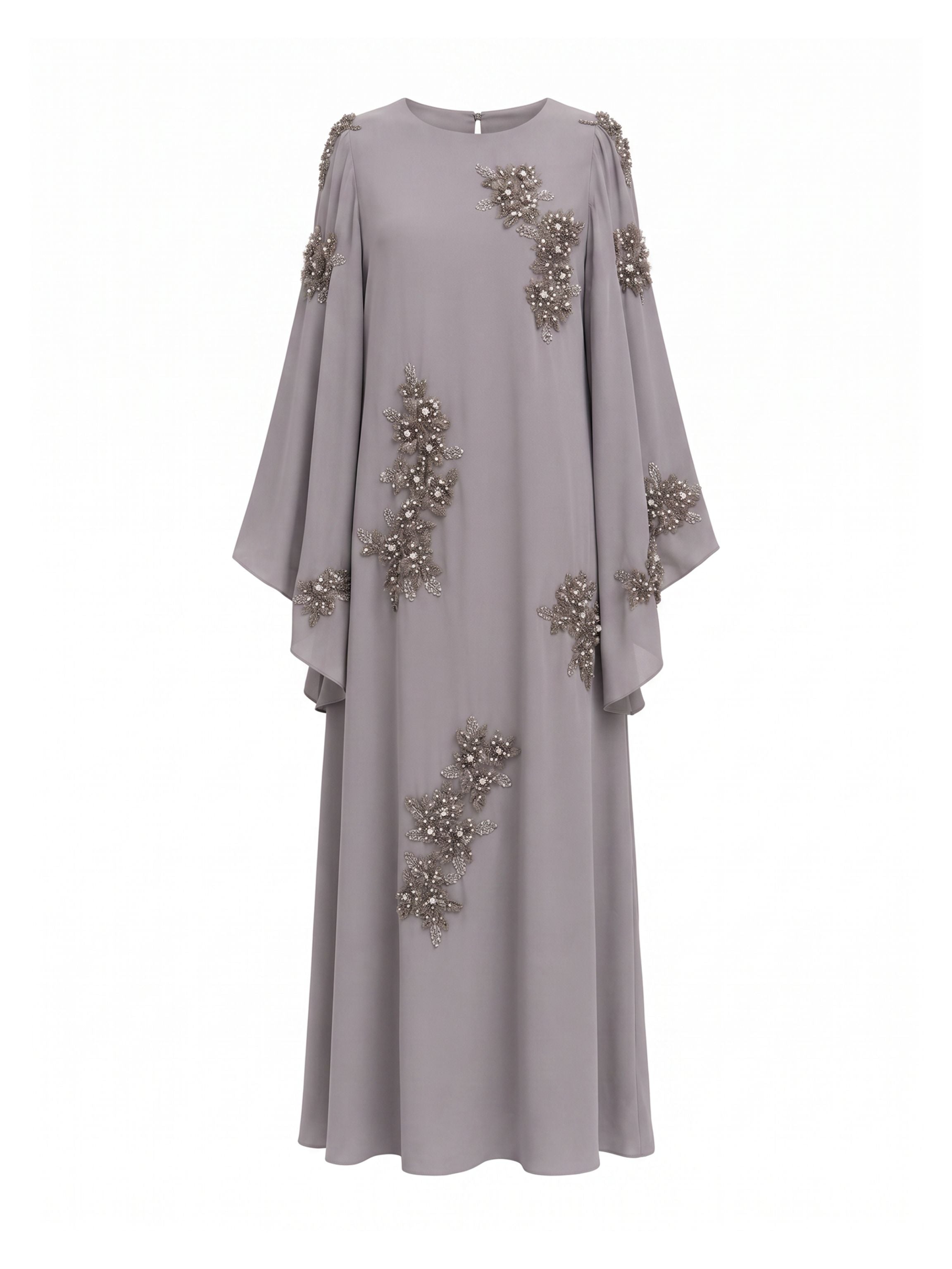 Hand embroiderd flowers -long sleeve dress-kaftan cut dress