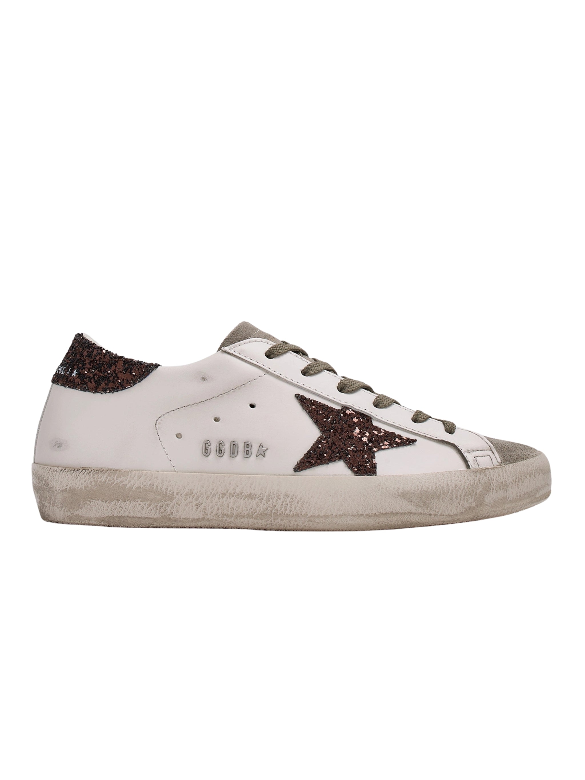 Super star leather upper suede toe and tongue glitter star and heel