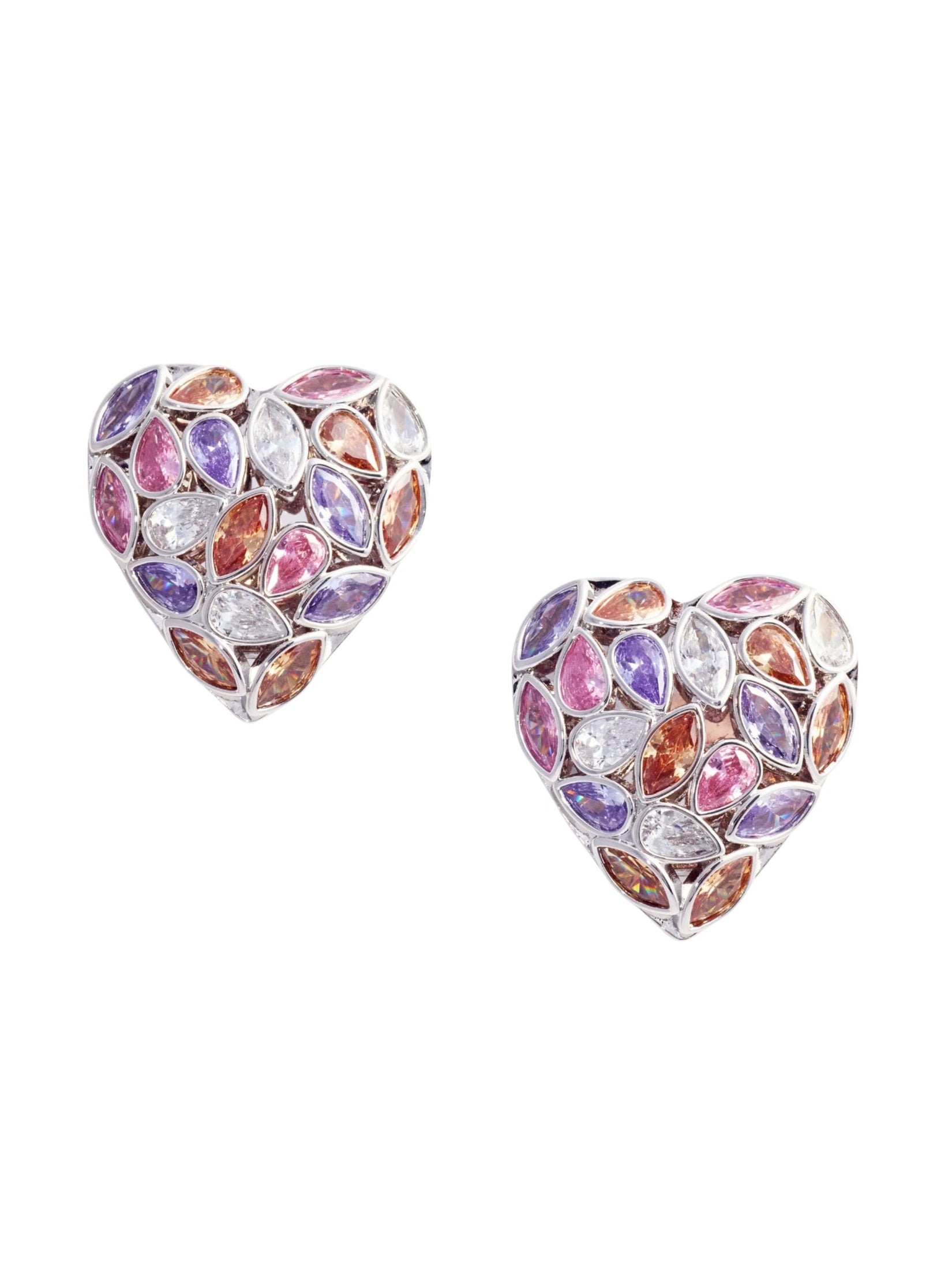 Multi embellished heart earrings