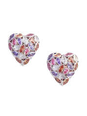 Multi Embellished Heart Earrings