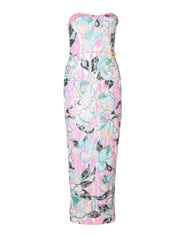 Calypso sequin dahlia strapless maxi dress in multi