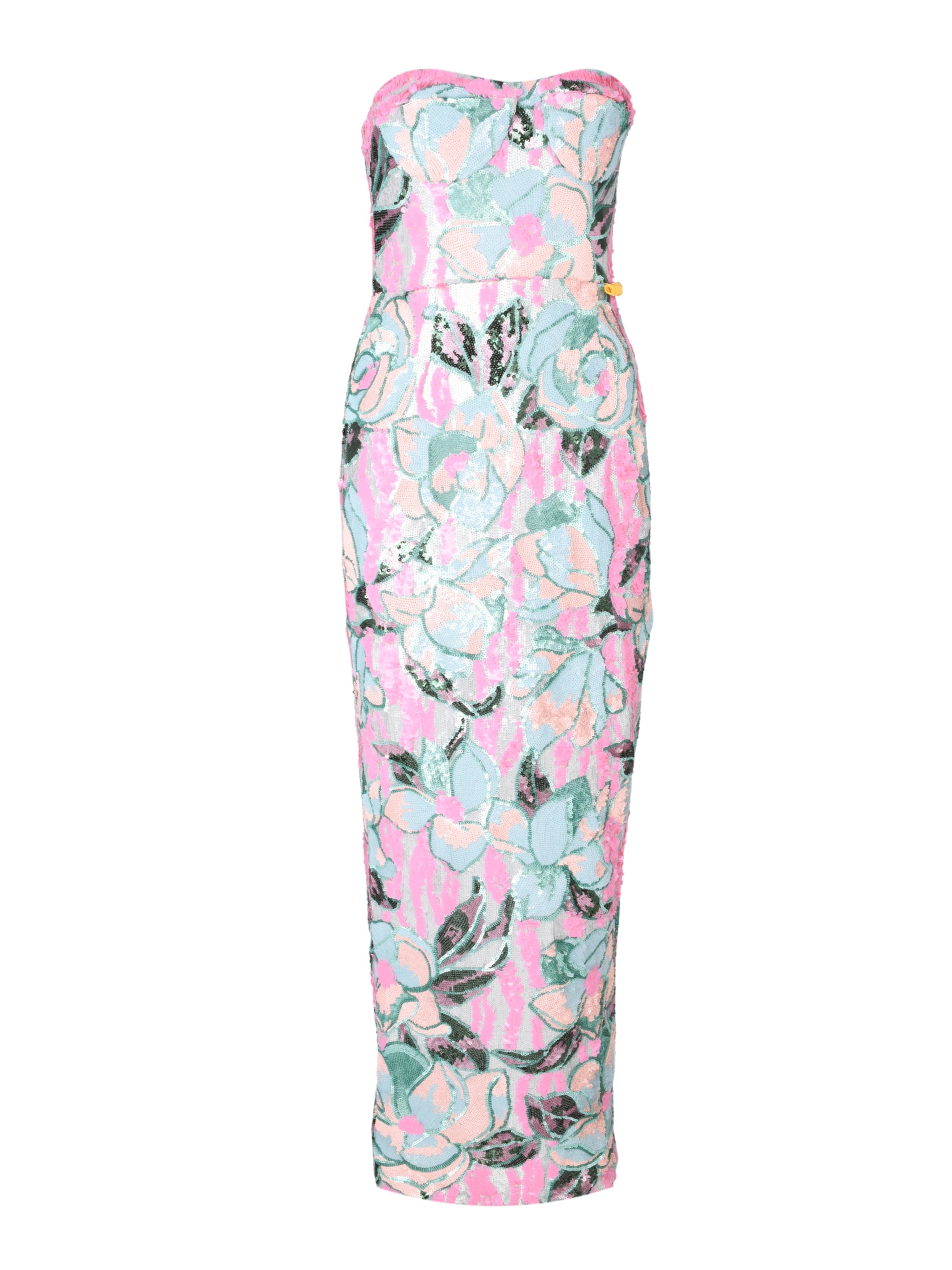 Calypso sequin dahlia strapless maxi dress in multi