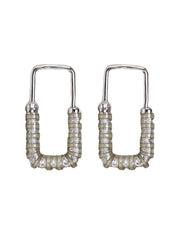 Nail lock earrings in sterling silver & 1rhodium and minty green enamel