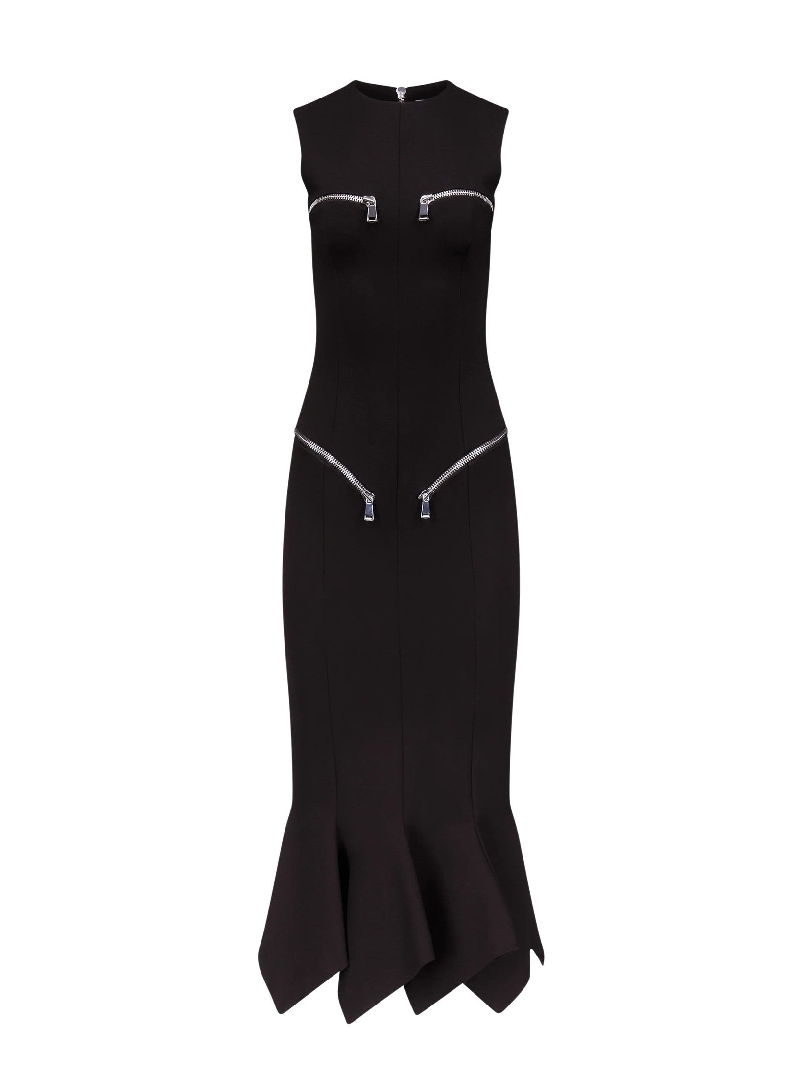 Handkerchief zipper midi dress