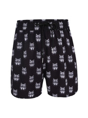 CENMAR BLACK SWIMMING TRUNKS WITH WOLF PRINT