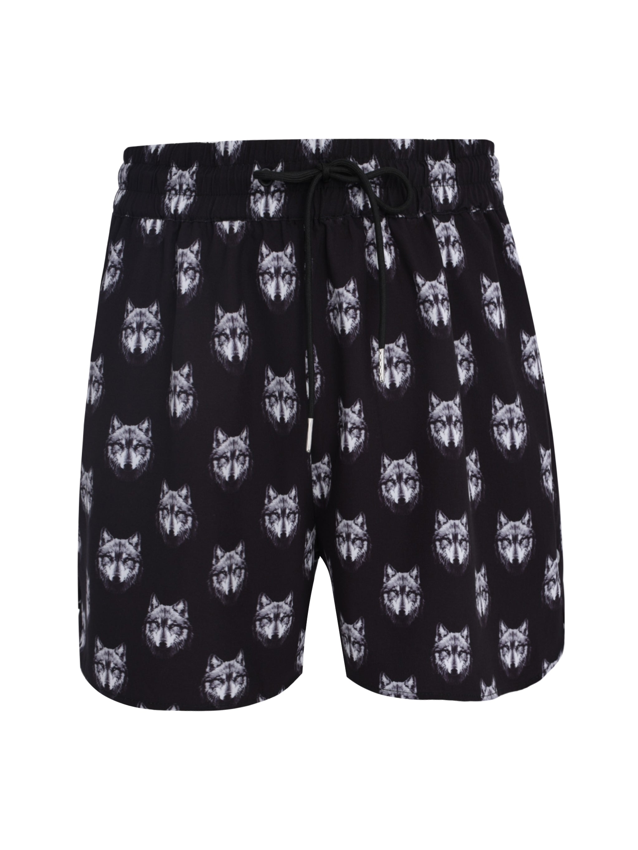 CENMAR BLACK SWIMMING TRUNKS WITH WOLF PRINT