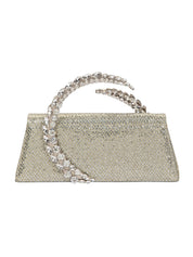 Karma Stone-Encrusted Lace Glitter Clutch Gold