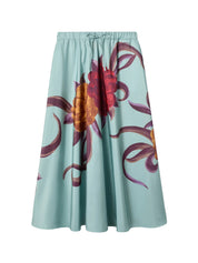 Drawstring Skirt Peony Placée Light Blue In Light Faille