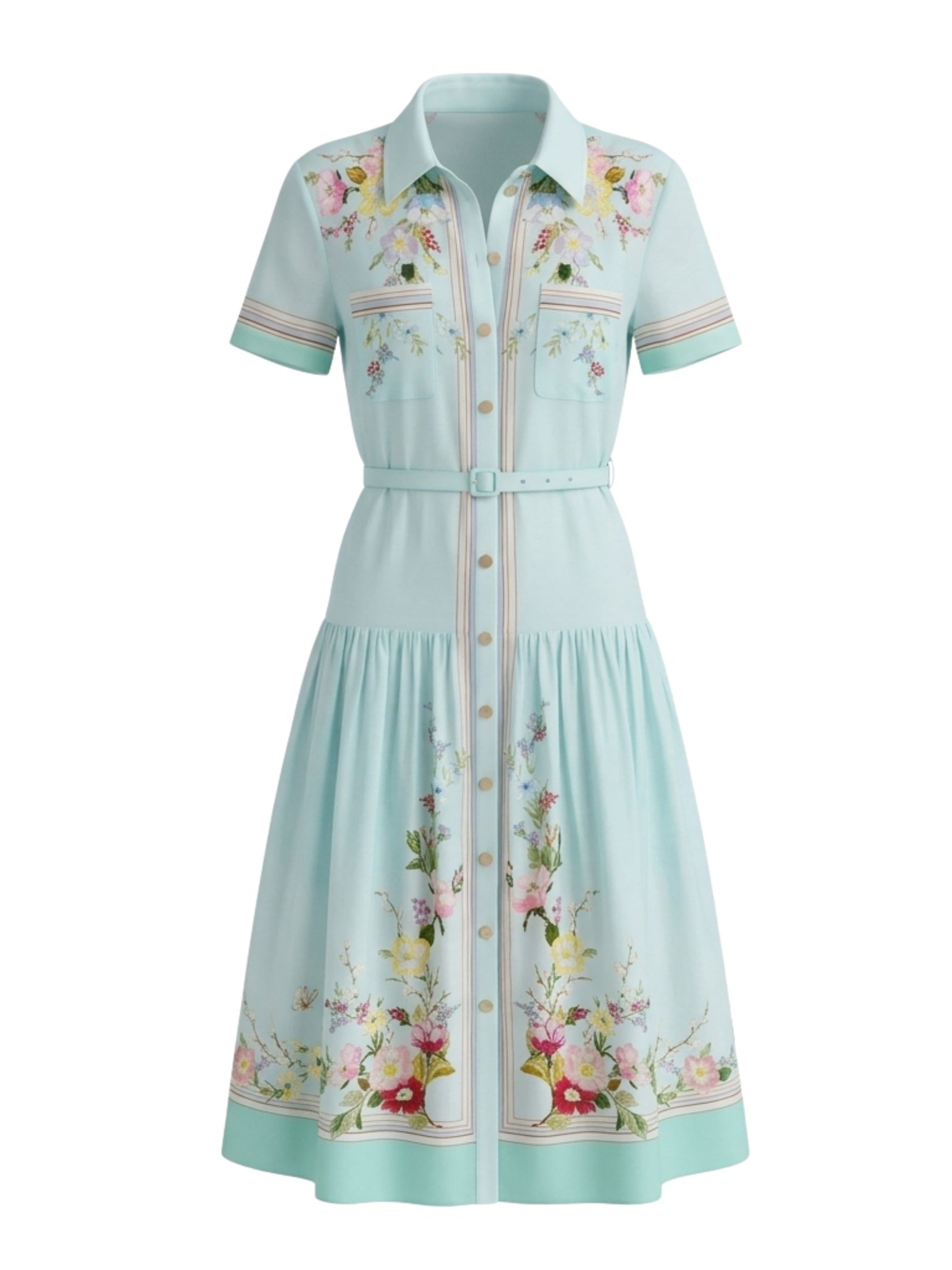 Mint floral organza midi dress