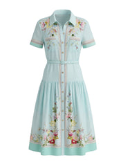 Mint floral organza midi dress